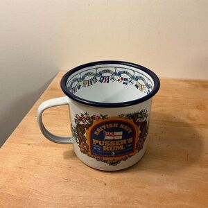 Vintage style British Navy Pusser's Rum enamel tin mug